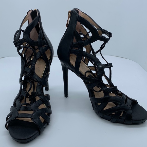 Jessica Simpson Black Lace Up the Front with Tassel And Gold Zippered Back! - Picture 3 of 10